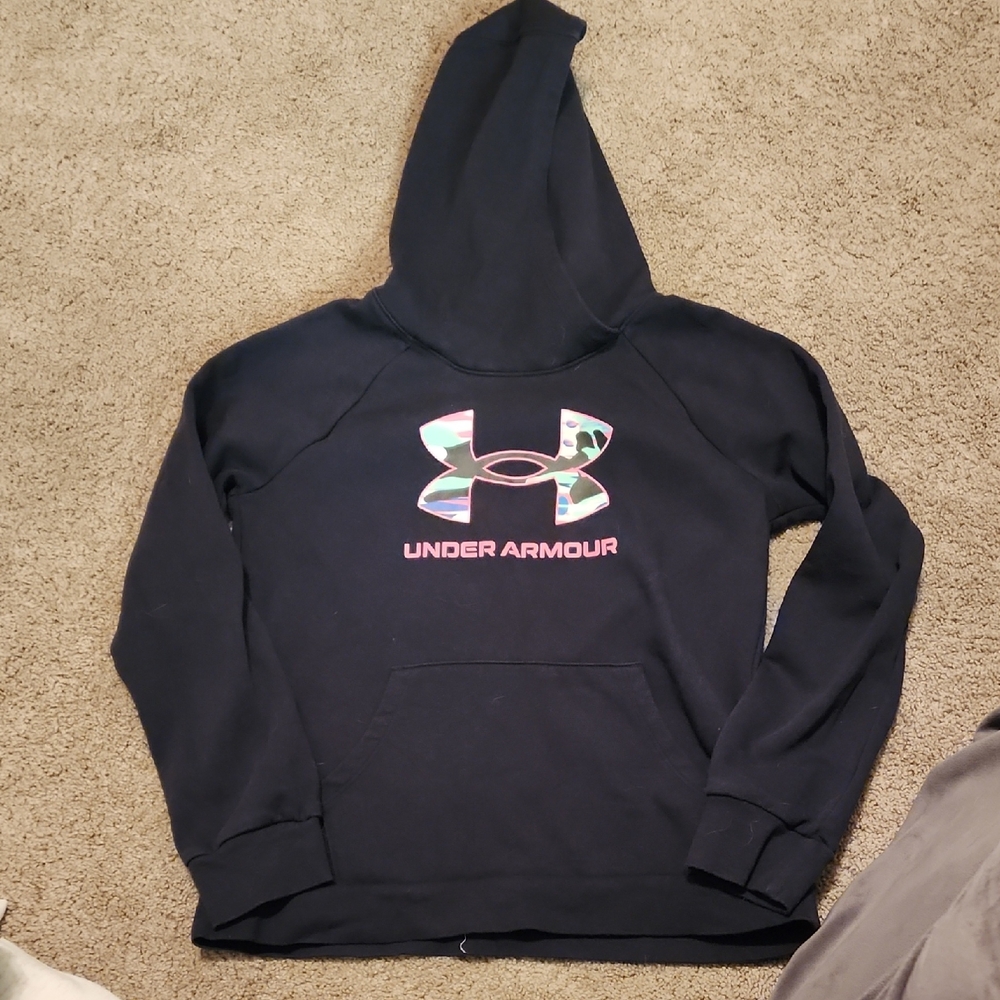 Under Armour Black Hoodie with Camouflage Logo